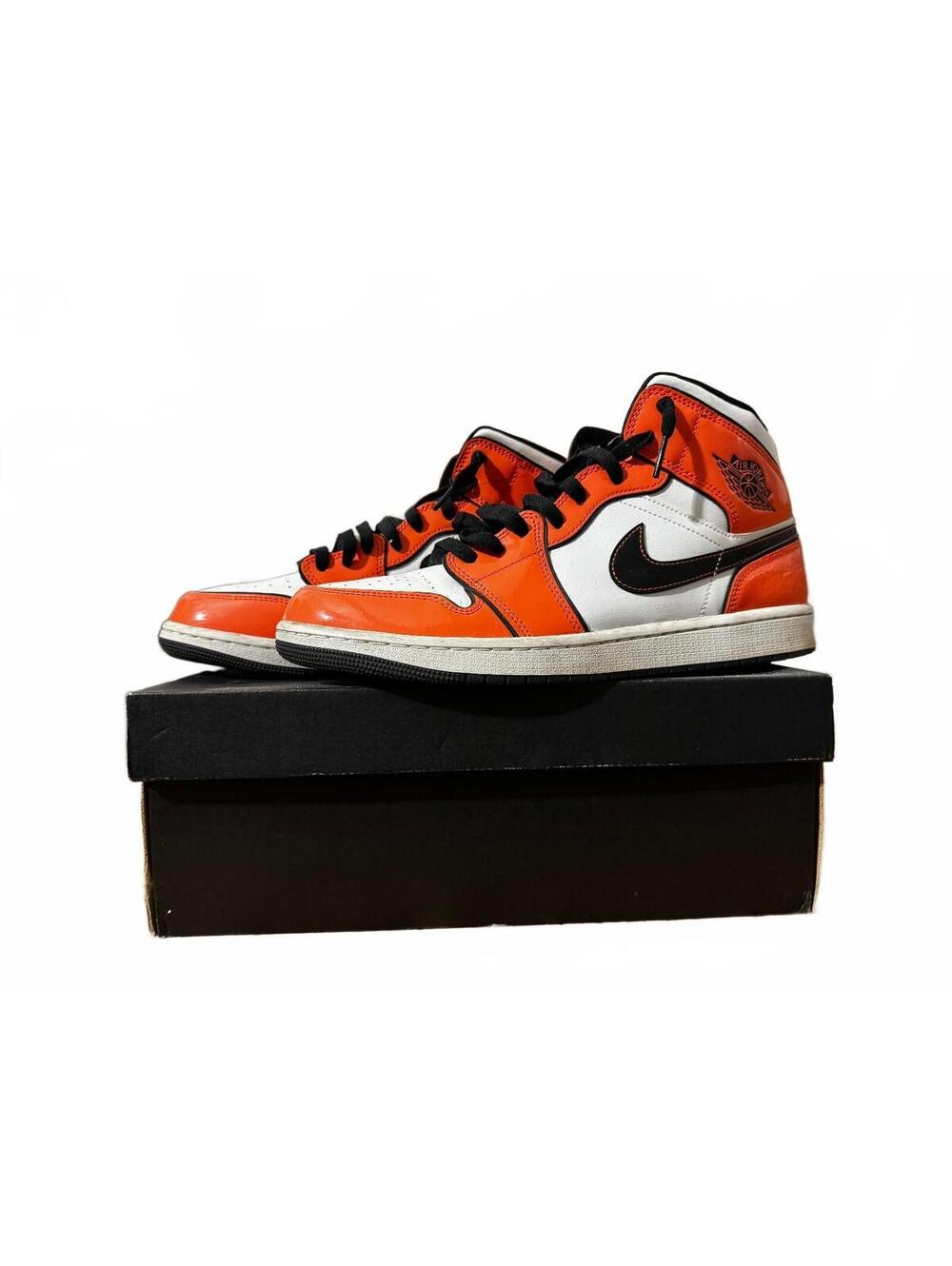 Nike Air Jordan 1 Mid SE Orange and White Sneakers Size 10